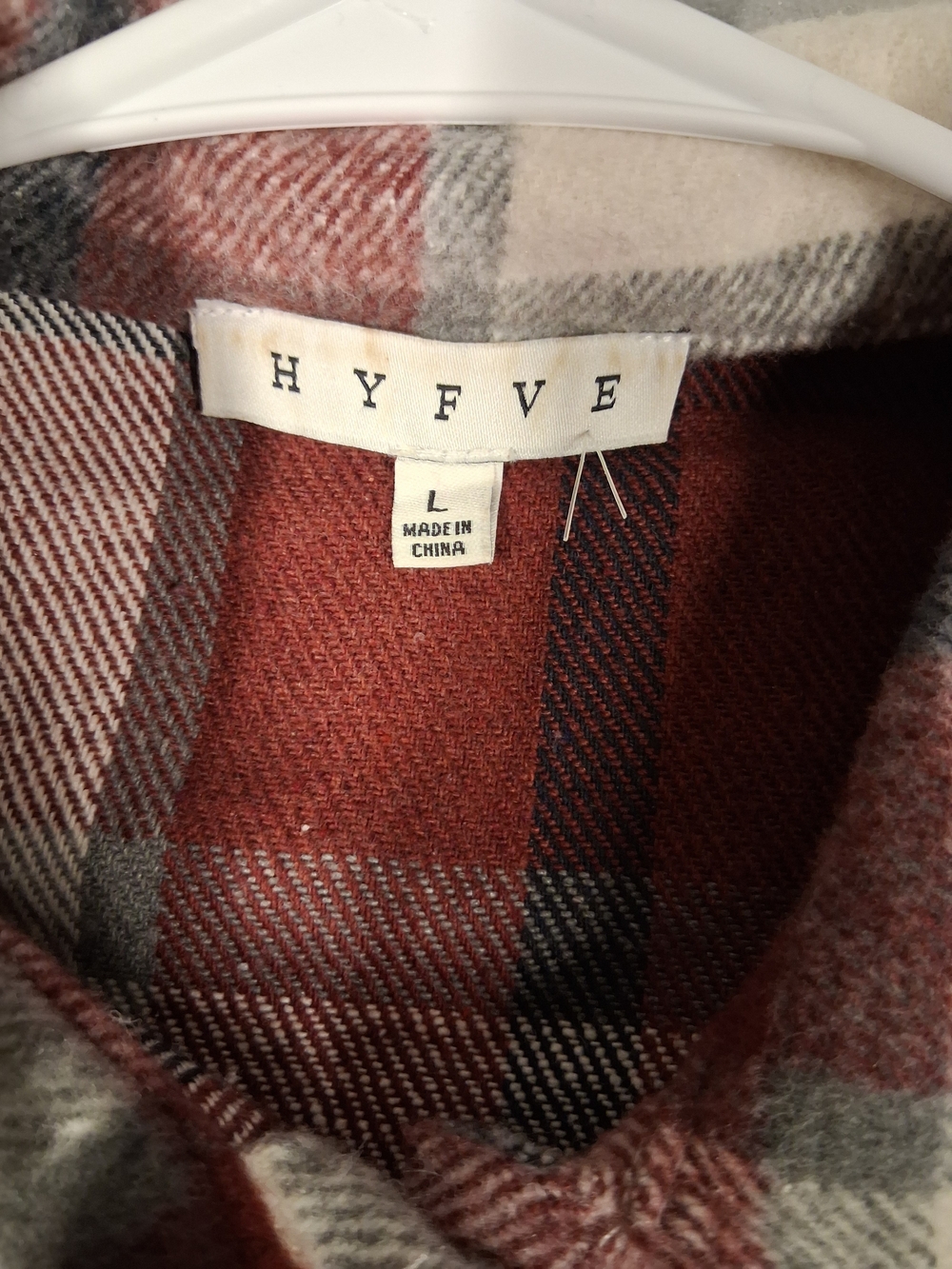 HYFVE Women's Plaid Cropped Coat in Rust and Gray